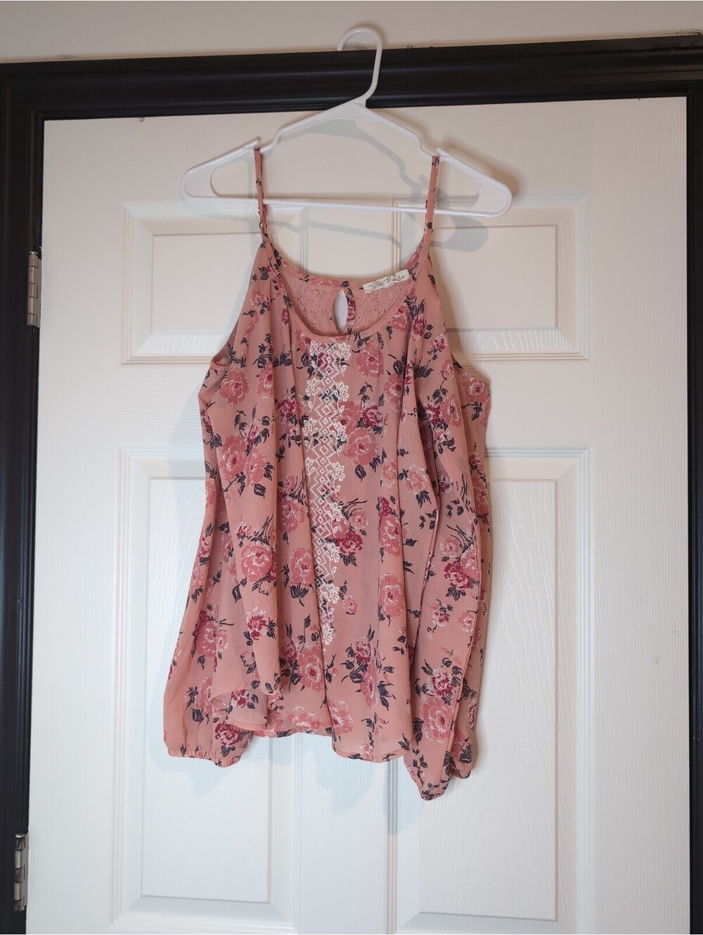 Large floral long sleeve cold shoulder blouse